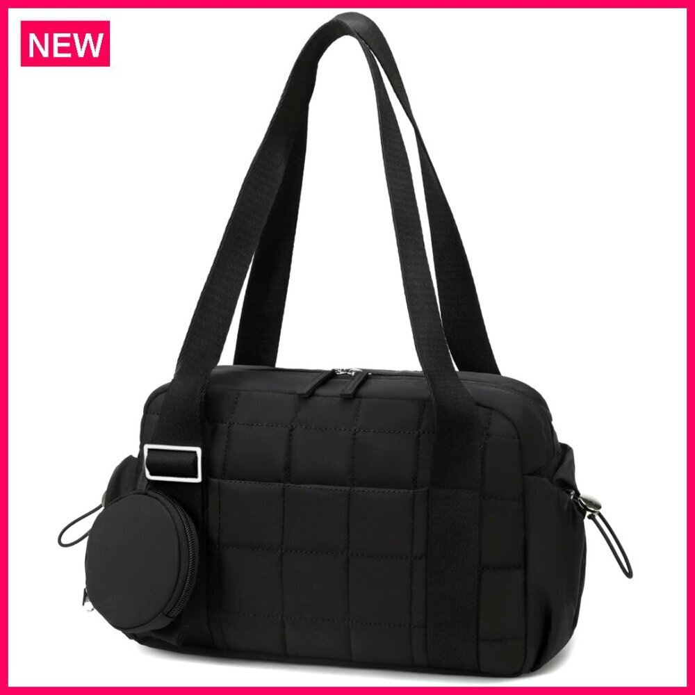 Mini Gym Tote Bag with Wet Compartment, Quilted Puffy Sports Duffel